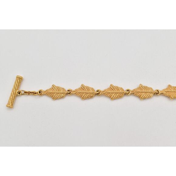 Givenchy Vintage Leaf Bracelet Brushed Gold Matte Textured 1980s Signed Bin4 - Picture 10 of 16